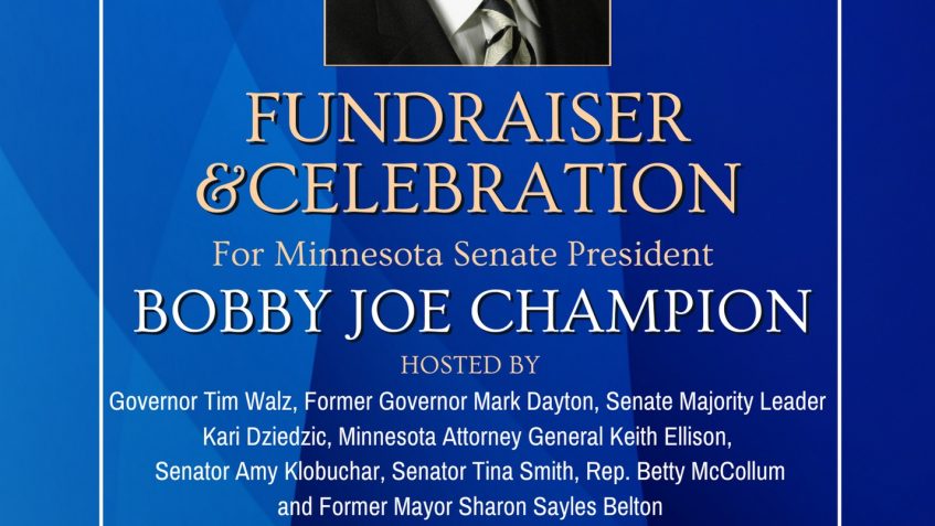 Join several Minnesota elected officials for a Fundraiser and Celebration for our Minnesota State Senate President Hosted by: Governor Tim Walz; Former Governor Mark Dayton; Senate Majority Leader Kari Dziedzic; Minnesota Attorney General Keith Ellison; Senator Amy Klobuchar; Senator Tina Smith; Rep. Betty McCollum; and Former Minneapolis Mayor Sharon Sayles Belton Tuesday, December 12 5:00 - 7:00 PM Expo - 2nd Floor Club Room 200 University Ave SE, Minneapolis MN 55414 If you want to donate online, please click here: https://secure.actblue.com/donate/championdecember